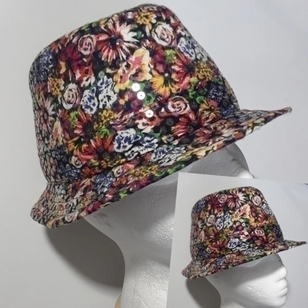 Disney Floral Sequin Fedora Style Hat